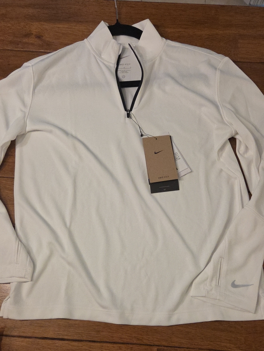 Nike White Girls Size Large 14/16 Dri-FIT Quarter-Zip Pullover